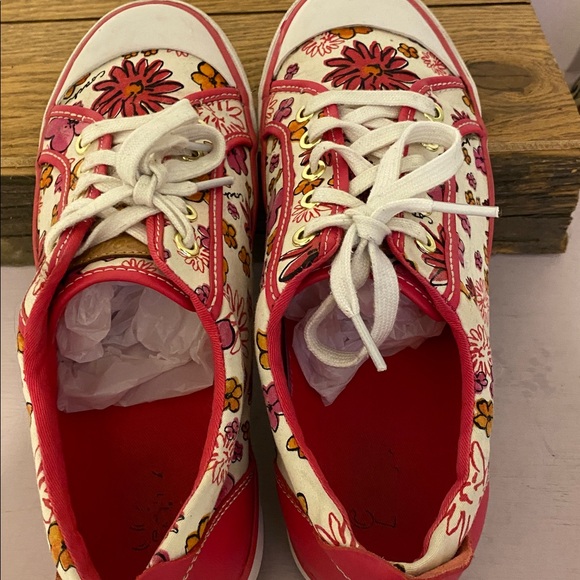 Coach Pink Floral Sneakers, does have a couple small spots but not noticeable - Picture 7 of 7